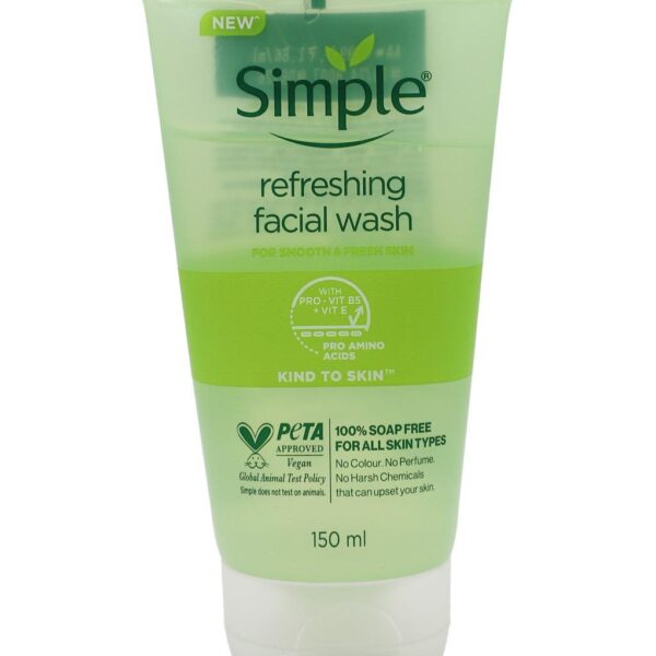 غسول للوجه SIMPLE سيمبل 150 مل refreshing facial wash اخضر شفاف